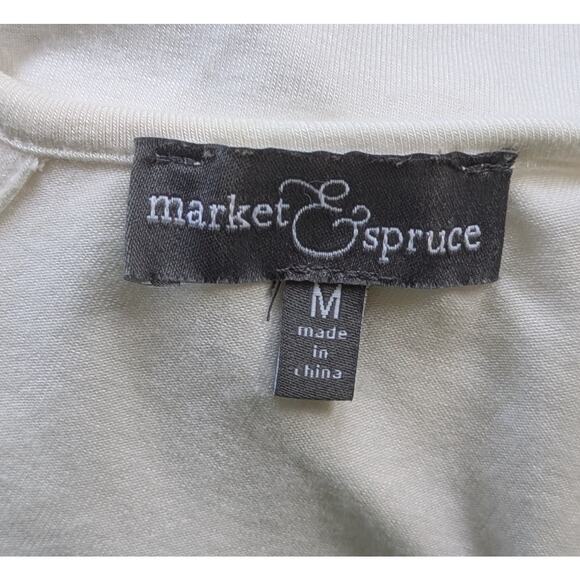 Market & Spruce Lace Overlay Short Sleeve Top Medium White Blue Boho Embroidered - Picture 8 of 10